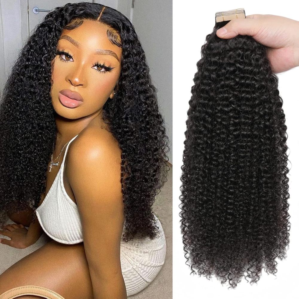 9A Kinky Curly Tape in Extensions Human Hair Remy  Afro Curly Tape in Extensions 10-30 inch Curly 100G/Pack