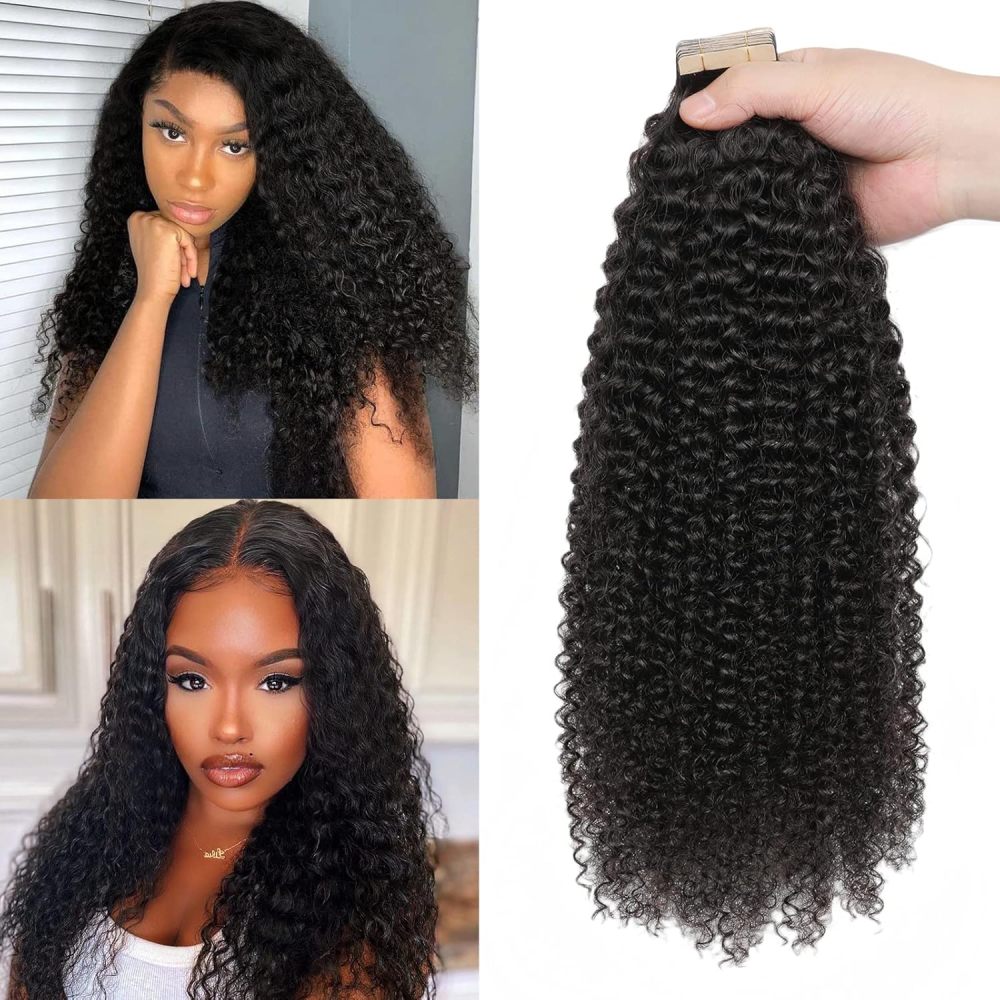 9A Kinky Curly Tape in Extensions Human Hair Remy  Afro Curly Tape in Extensions 10-30 inch Curly 100G/Pack