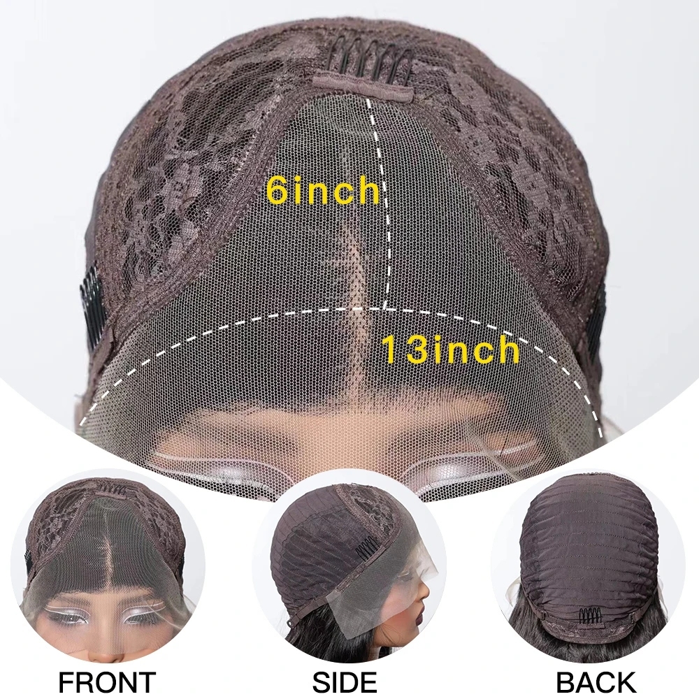 13x6 Lace Front Wig Brown straight Synthetic Wigs for Women Daily Party Cosplay Use Heat Resistant Fiber  Wigs