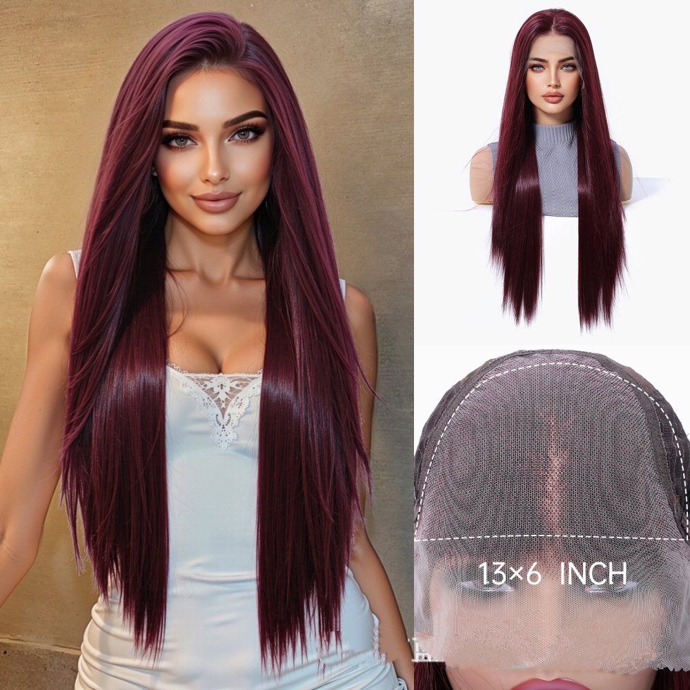 13*6 Lace Frontal Synthetic Hair Wigs Blonde Mixed Brown Daily Party Wig Long Body Wavy Lace Front Wigs for Wome