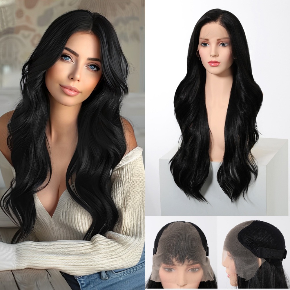 13*6 Lace Frontal Synthetic Hair Wigs Blonde Mixed Brown Daily Party Wig Long Body Wavy Lace Front Wigs for Wome