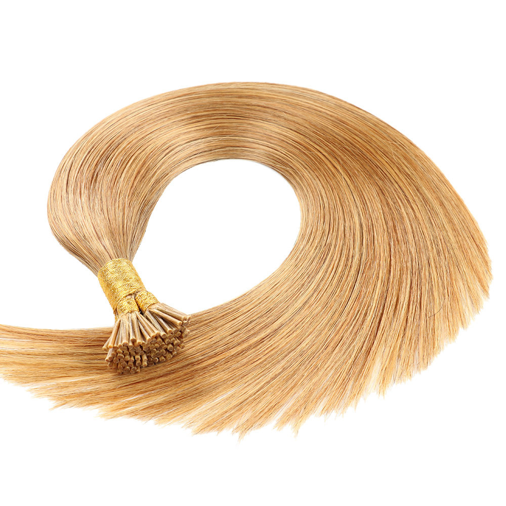 9A Light Brown  12 # Pre Bonded Keratin I Tip Fusion Hair Stick Hair Extensions 100% Real Human Hair 100gr/Pac
