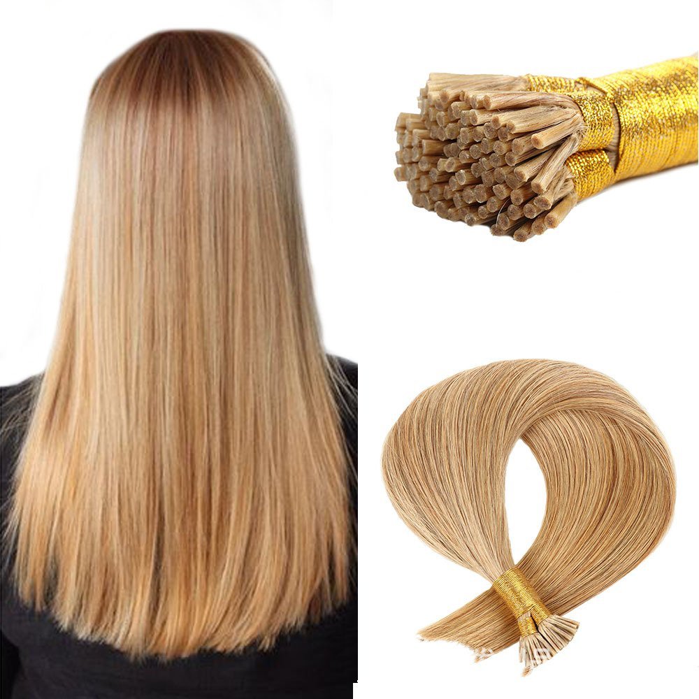 9A Light Brown  16# Straight I Tip Hair Extensions Natural 100% Real Human Fusion