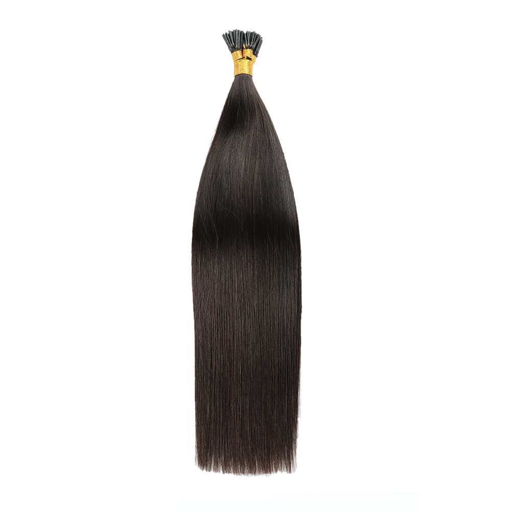 9A  Natural Black 1B# Pre Bonded Keratin I Tip Fusion Hair Stick Hair Extensions 100% Real Human Hair 100gr/Pac