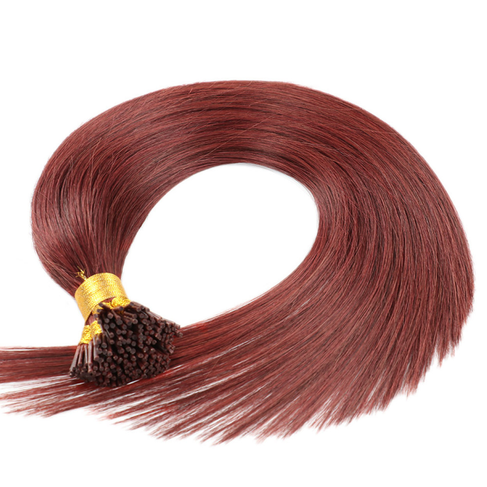 9AAuburn Brown 33 # Pre Bonded Keratin I Tip Fusion Hair Stick Hair Extensions 100% Real Human Hair 100gr/Pac