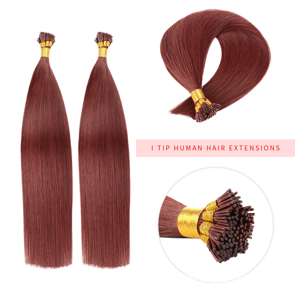 9AAuburn Brown 33 # Pre Bonded Keratin I Tip Fusion Hair Stick Hair Extensions 100% Real Human Hair 100gr/Pac