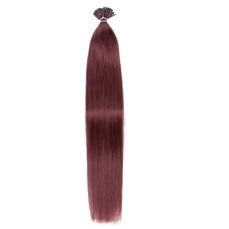 9A wine red  99j # Straight I Tip Hair Extensions Natural 100% Real Human Fusion