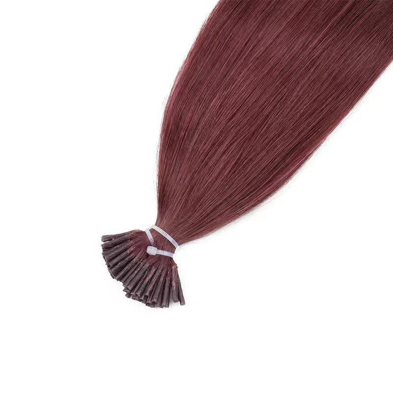 9A wine red  99j # Straight I Tip Hair Extensions Natural 100% Real Human Fusion