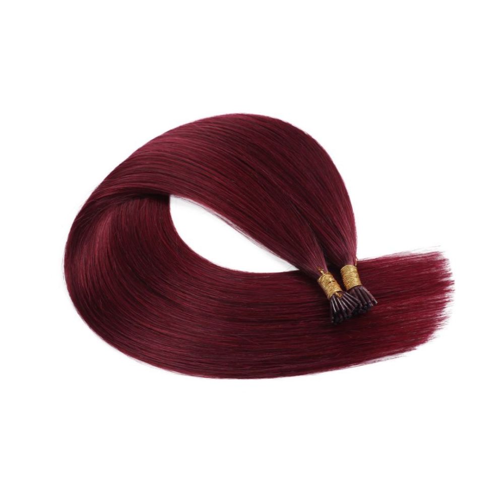 9A wine red  99j # Straight I Tip Hair Extensions Natural 100% Real Human Fusion