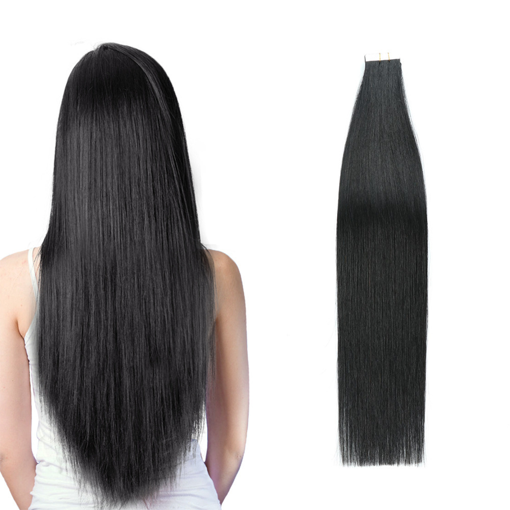 Natural Black #1B Straight Tape In Hair Extensions Remy Hair Extensions Tape In 50g Per Pack Seamless tape hair extensions 16-26Inch
