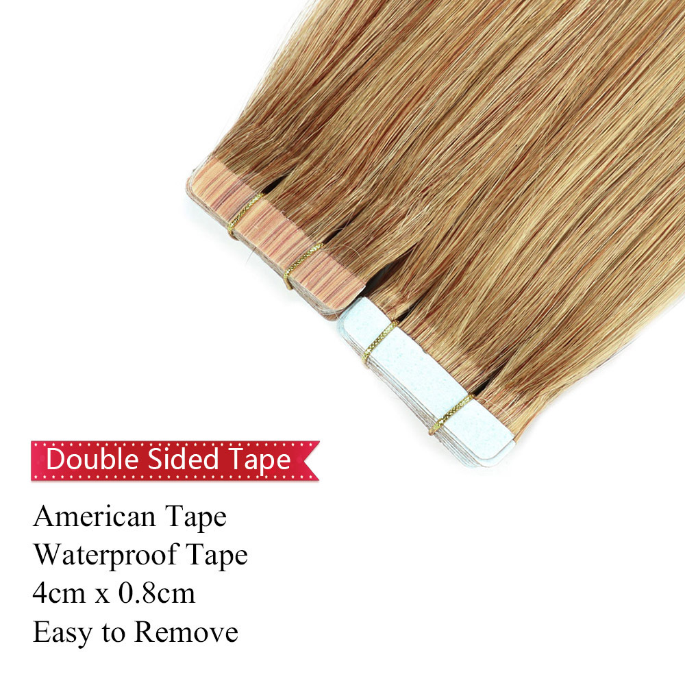 20pcs Light Brown #10 Tape In Hair Extensions 50 grams  Virgin Remy Hair Extensions Seamless Human Hair Skin Weft