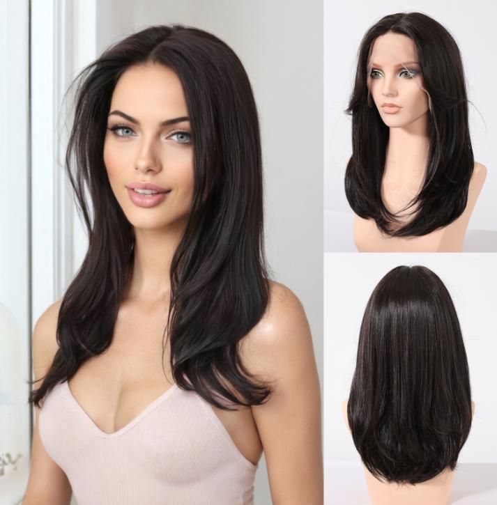 13*6 Lace Frontal Synthetic Hair Wigs Blonde Mixed Brown Daily Party Wig Long Body Wavy Lace Front Wigs