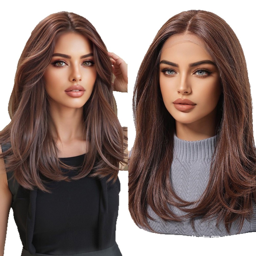 13*6 Lace Frontal Synthetic Hair Wigs Blonde Mixed Brown Daily Party Wig Long Body Wavy Lace Front Wigs