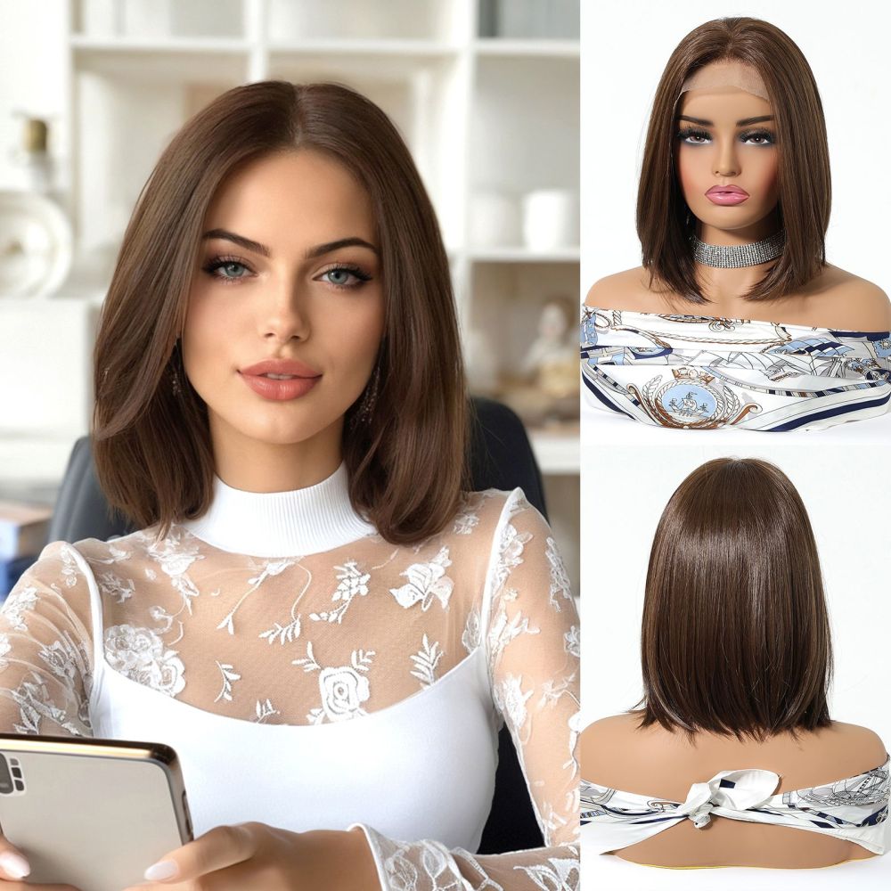 13*6 Lace Frontal Synthetic Hair Wigs Blonde Mixed Brown Daily Party Wig Long Body Wavy Lace Front Wigs