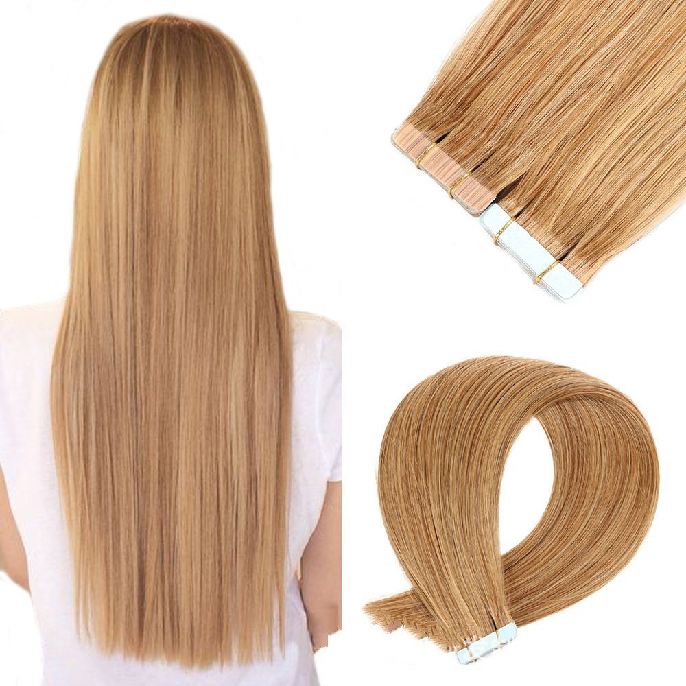 20pcs Light Brown #10 Tape In Hair Extensions 50 grams  Virgin Remy Hair Extensions Seamless Human Hair Skin Weft