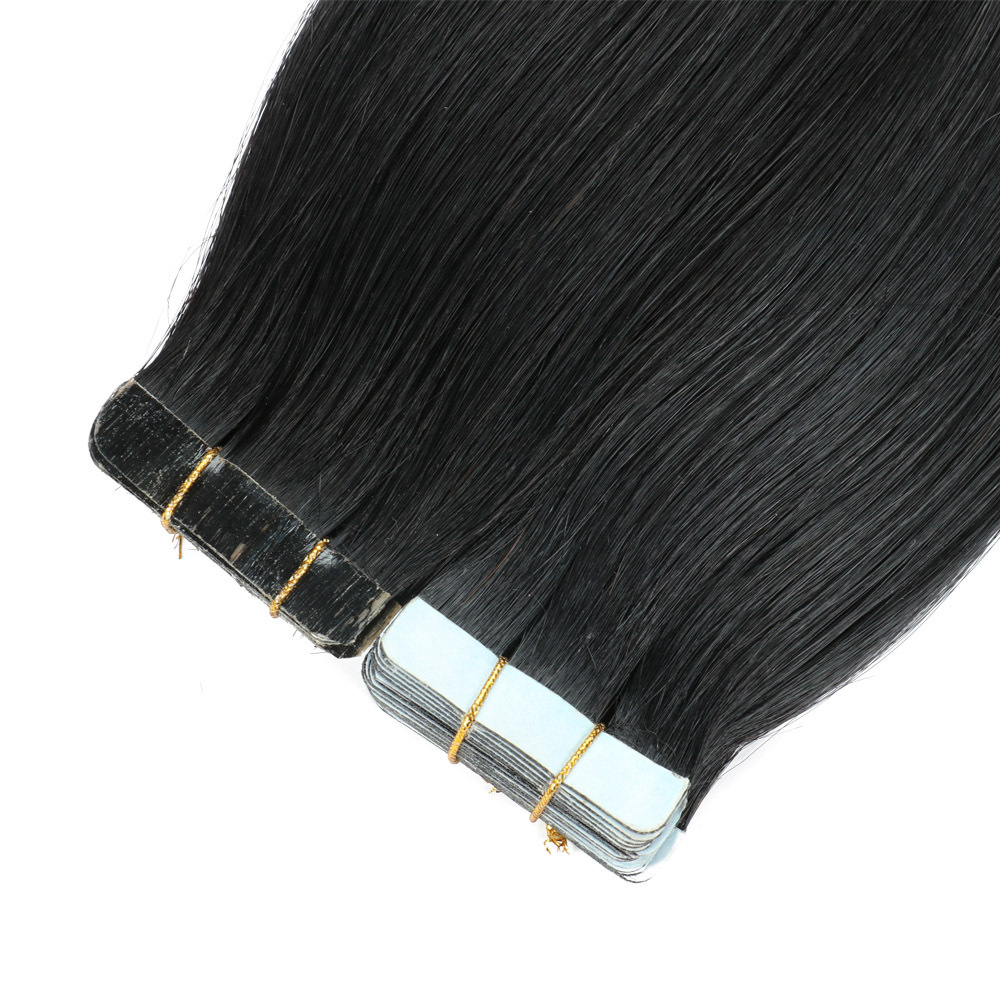 Natural Black #1B Straight Tape In Hair Extensions Remy Hair Extensions Tape In 50g Per Pack Seamless tape hair extensions 16-26Inch