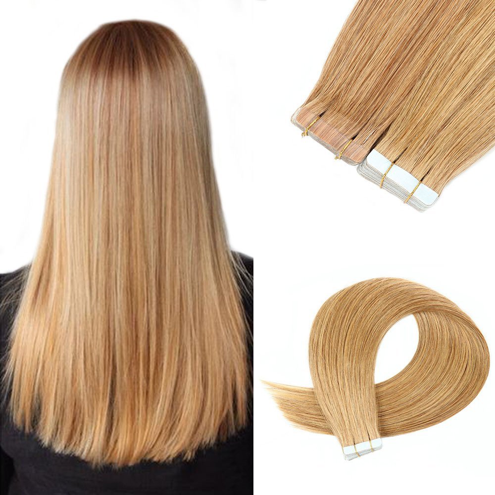 20pcs 50grams Bown Blonde #16 Tape In Remy Hair Extensions Virgin Remy Hair Extensions Seamless  tape hair