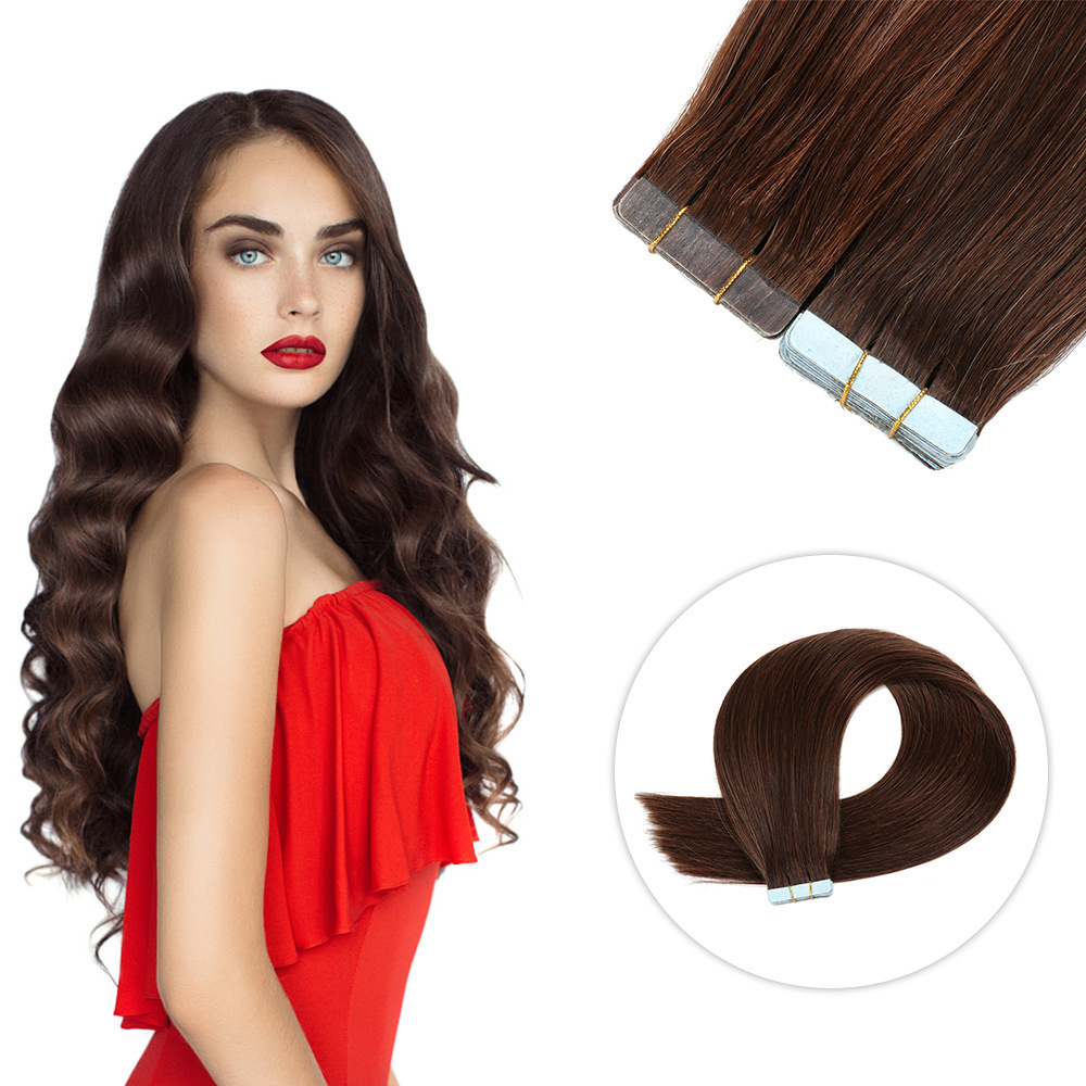 9A  Dark Brown #2 Straight Tape In Hair Extensions  Remy Hair Extensions Tape In 100g Per Pack Seamless tape hair extensions 16-26Inch