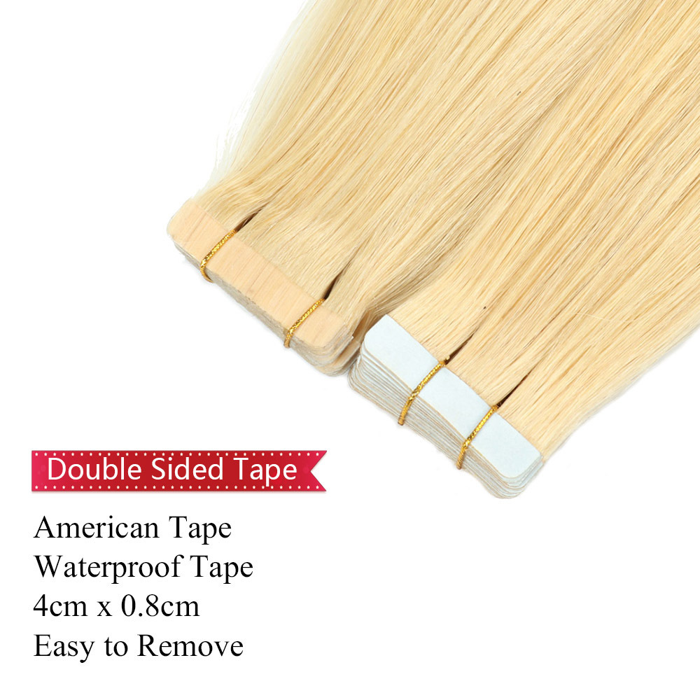 20pcs 50grams Grey Blonde #24 Tape In Remy Hair Extensions Virgin Remy Hair Extensions Seamless  tape hair