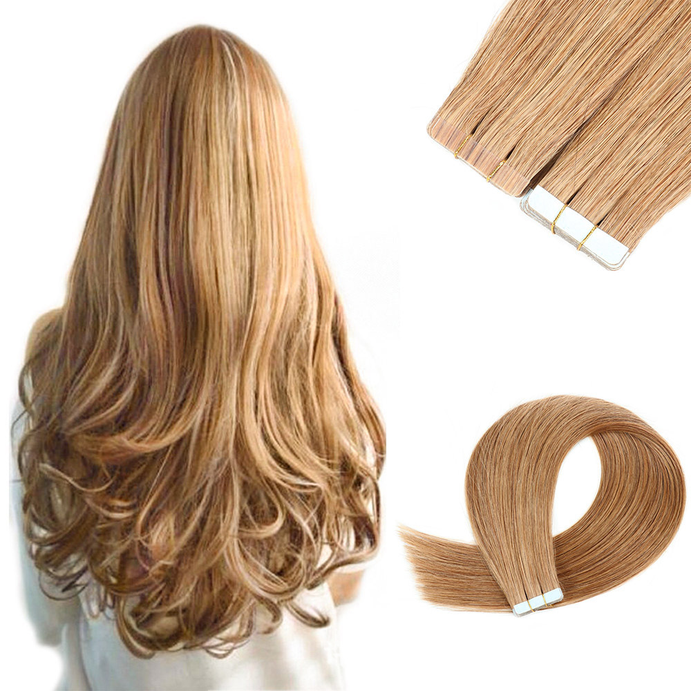 20pcs 50grams Honey Blonde #27 Tape In Remy Hair Extensions Virgin Remy Hair Extensions Seamless  tape hair