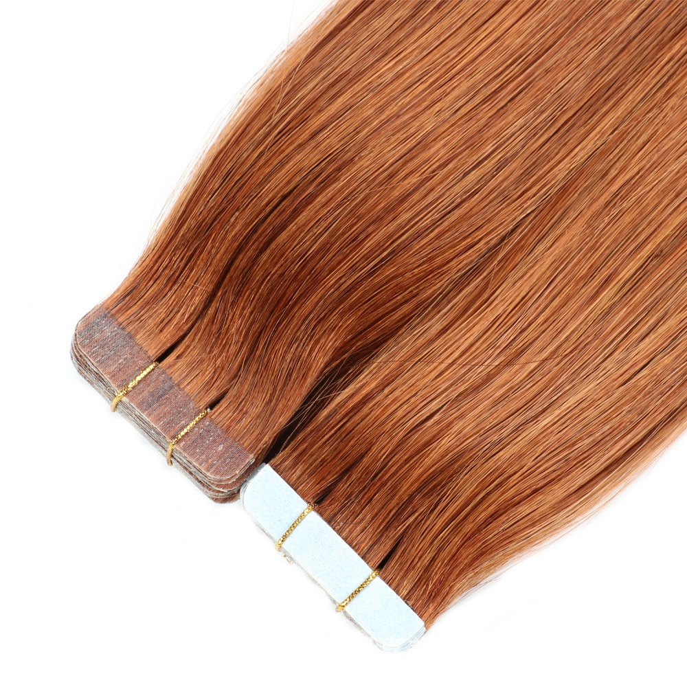 20pcs 50grams  Light Cooper  #30  Tape In Remy Hair Extensions Virgin Remy Hair Extensions Seamless  tape hair