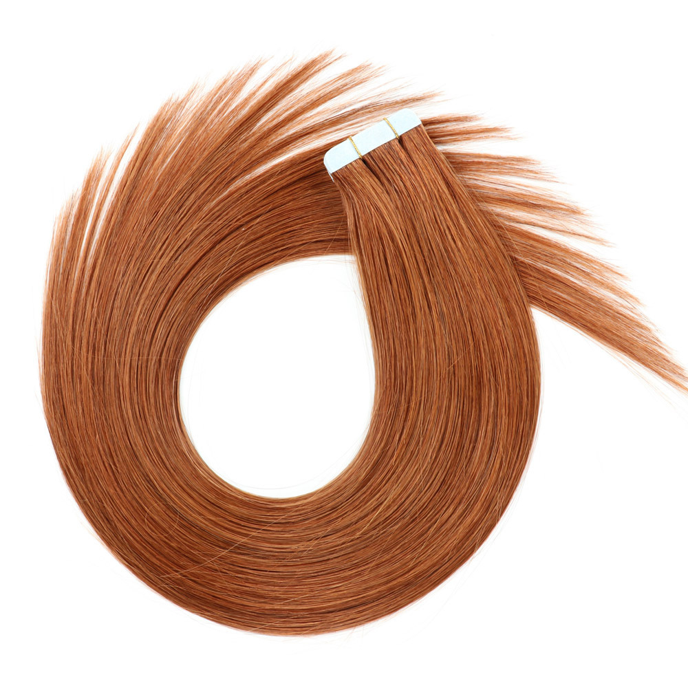 20pcs 50grams  Light Cooper  #30  Tape In Remy Hair Extensions Virgin Remy Hair Extensions Seamless  tape hair