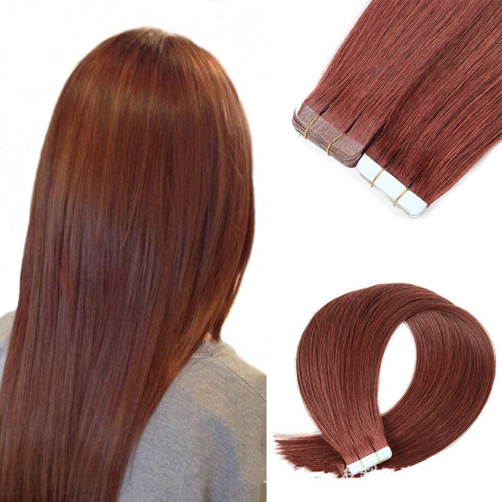 20pcs 50grams Cooper Red #33  Tape In Remy Hair Extensions Virgin Remy Hair Extensions Seamless  tape hair