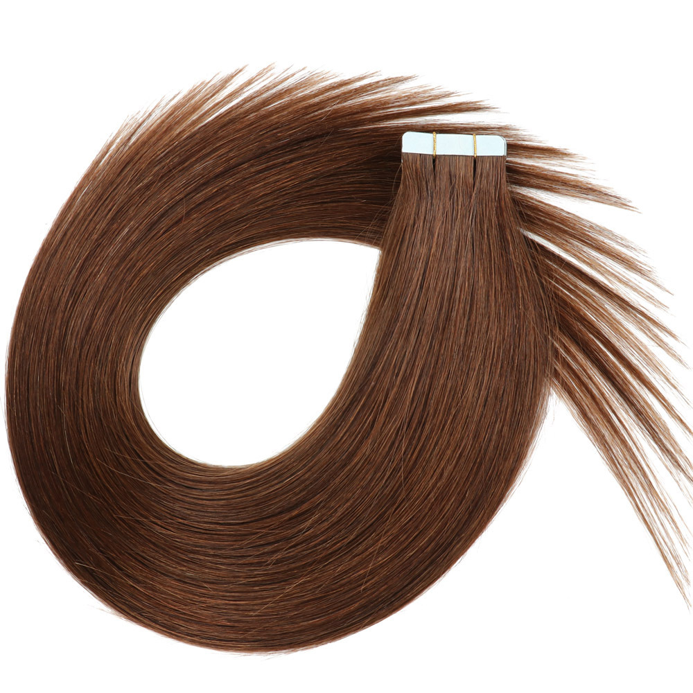 20pcs Brown #4 Tape In Hair Extensions Remy Human Hair Extensions Natural Human  Hair For Women