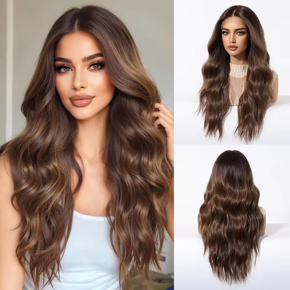 13*6 Lace Synthetic Wigs Long Ombre Blonde Wig Layered Straight Hair for Women Natural Daily Use Heat Resistant Wigs