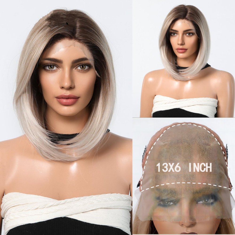 Long 26 inch 13x6 Synthetic Lace Front Wig Preplucked Long Wavy Amber Brown with Highlight Wig Glueless Wigs for Woman
