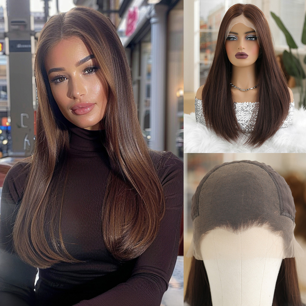 13*6 Lace Synthetic Wigs Long Ombre Blonde Wig Layered Straight Hair for Women Natural Daily Use Heat Resistant Wigs