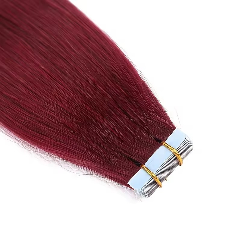 20pcs 50grams  Wine Red #99J  Tape In Remy Hair Extensions Virgin Remy Hair Extensions Seamless  tape hair