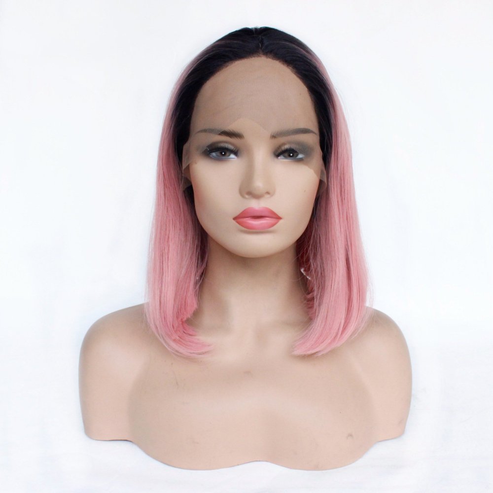 Synthetic Lace Front Wigs for Women Short Bob 13x4  Lace  Fiber Wig Ombre Pink Red Blue Purple Wigs