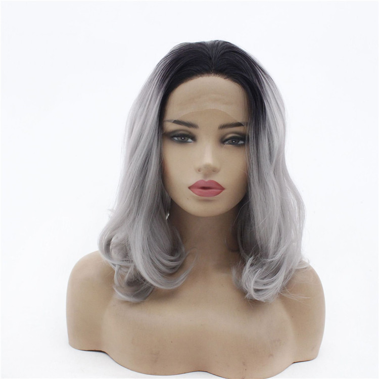 Short  14 inch Wave Bob Synthetic Lace Wigs 13x4 Synthetic Fiber Wigs  Heat Resistant  Lace Front Wigs