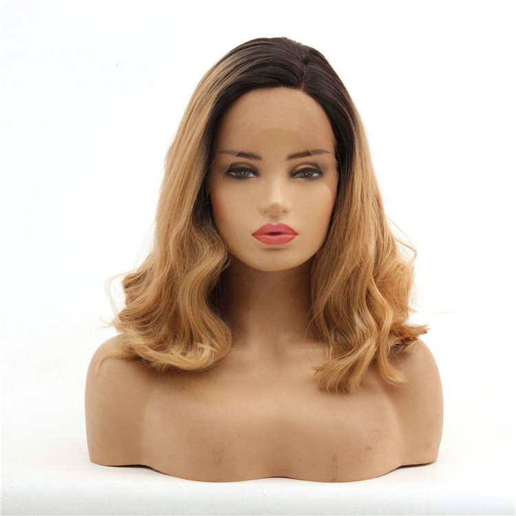 Short  14 inch Wave Bob Synthetic Lace Wigs 13x4 Synthetic Fiber Wigs  Heat Resistant  Lace Front Wigs