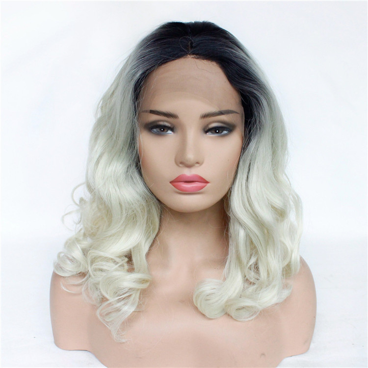 Short  14 inch Wave Bob Synthetic Lace Wigs 13x4 Synthetic Fiber Wigs  Heat Resistant  Lace Front Wigs