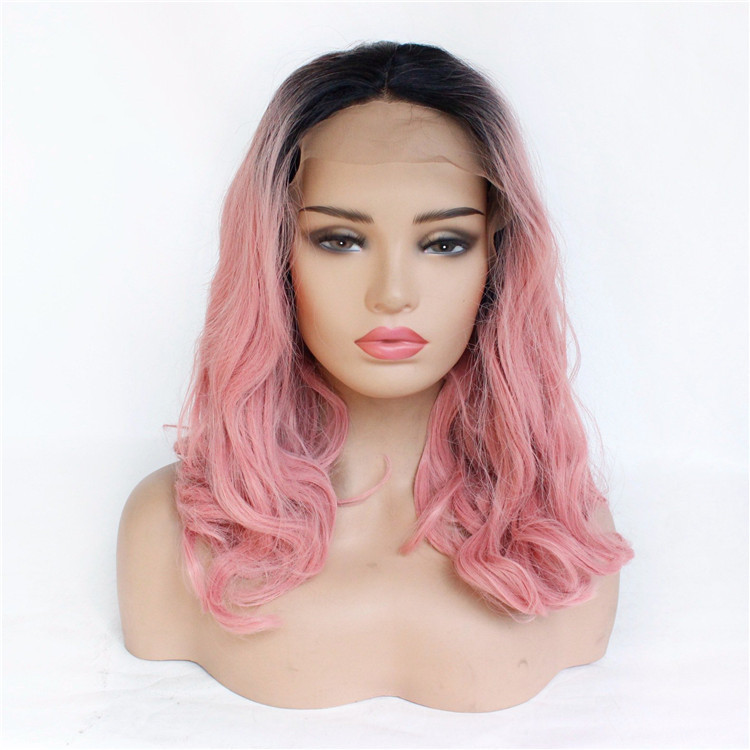 Short  14 inch Wave Bob Synthetic Lace Wigs 13x4 Synthetic Fiber Wigs  Heat Resistant  Lace Front Wigs