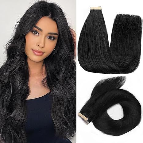 10A Natural Black #1B Straight Tape In Hair Extensions Virgin Remy Hair Extensions Tape In 50g Per Pack Seamless tape hair extensions