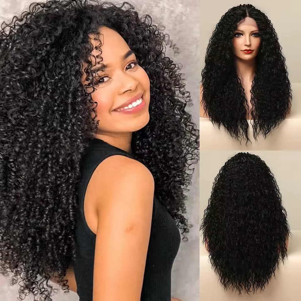 Long Curly T Part 13*5*1 Lace Front Synthetic Wigs Daily Party Middle Wig  for Women  Natural Use