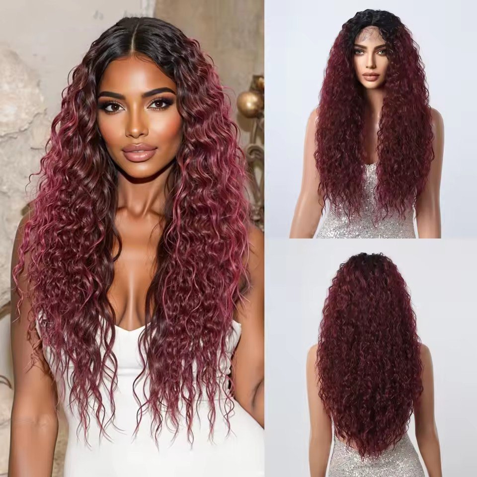 Long Curly T Part 13*5*1 Lace Front Synthetic Wigs Daily Party Middle Wig  for Women  Natural Use