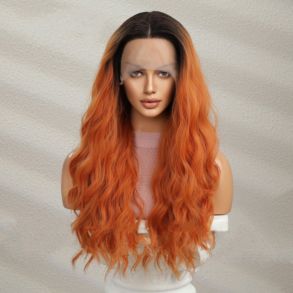 Ginger Orange Colo T Part 13*5*1 Lace Front Synthetic Wigs Daily Party Middle Wig Hair for Women  Natural Use