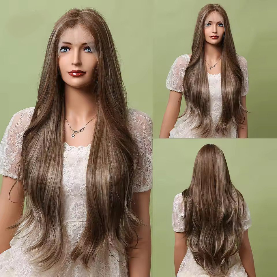 White Platinum Blonde Lace Front Synthetic Wigs Long Straight Lace Hair Wig for  Women Cosplay Daily Heat Resistant Hair