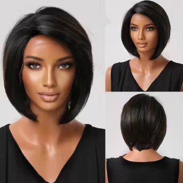 Synthetic Lace Front Wigs  Brown Short BOB Wig with Side Part Daily Use Party Wig for Women Heat Resistant