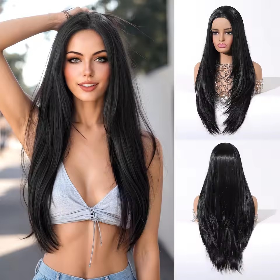 White Platinum Blonde Lace Front Synthetic Wigs Long Straight Lace Hair Wig for  Women Cosplay Daily Heat Resistant Hair