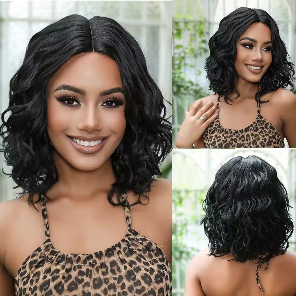 T part Synthetic Lace Front Wigs Orange Brown Short BOB Wig with Side Part Daily Use Party Wig for Women Heat Resistant