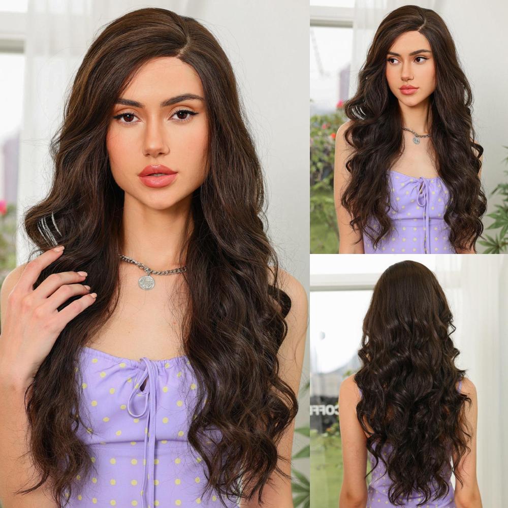 Long Wave Golden Highlight Blonde Wigs Natural Synthetic Lace Wigs Suitable for Women Daily Cosplay Parties Heat Resistant Fibers