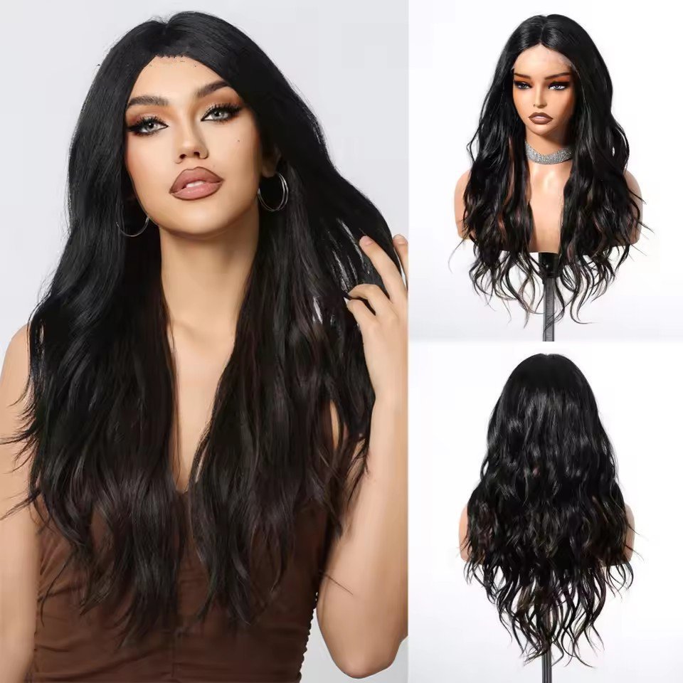 Ombre Brown Blonde Synthetic Lace Wigs Long Wavy Middle Part Hair Wig Cosplay Natural Heat Resistant Synthetic Wig for Women