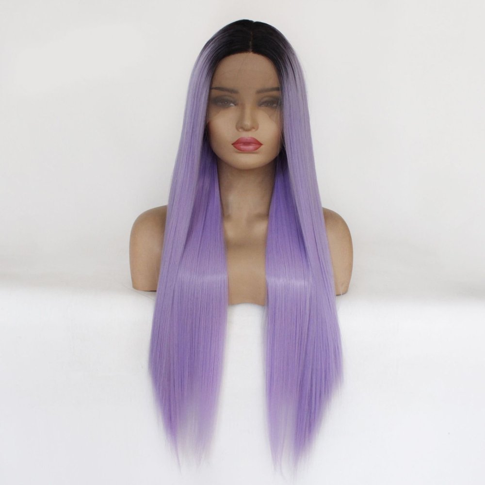 Long Straight 18 -26 inch Ombre Lace Front  Synthetic Wigs 13x4 Lace Fiber Wig With Baby Hair for  Women