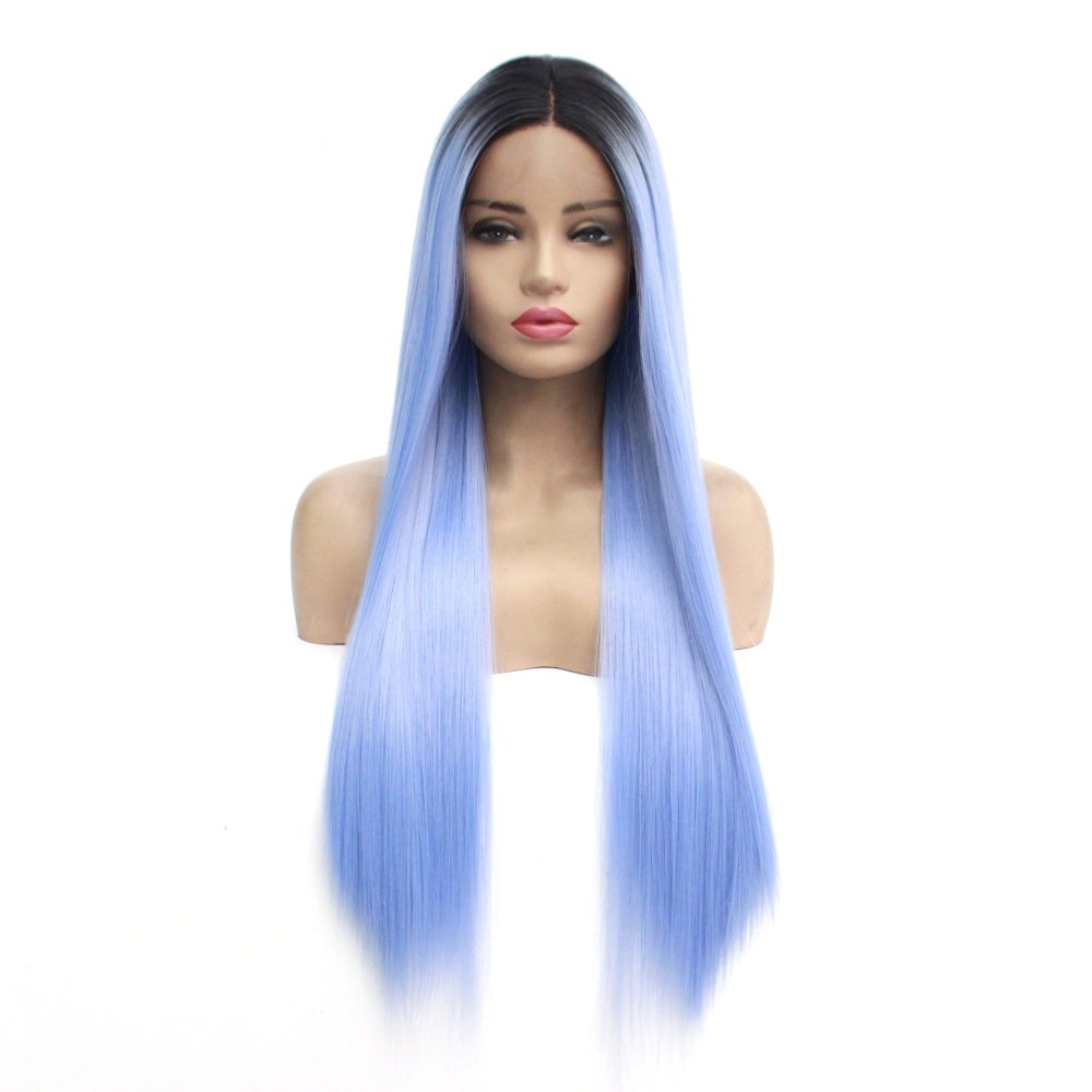 Long Straight 18 -26 inch Ombre Lace Front  Synthetic Wigs 13x4 Lace Fiber Wig With Baby Hair for  Women