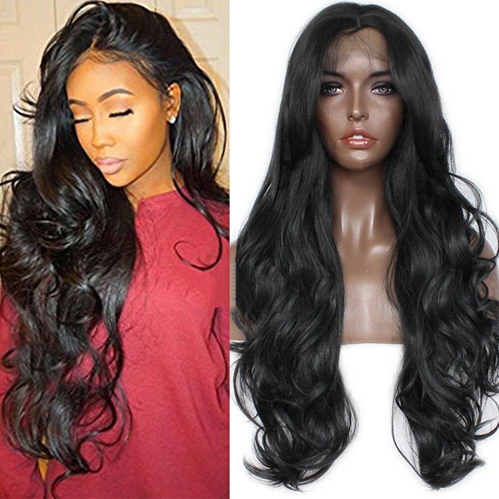 Long 18 -26 inch Body Wave Lace Front  Synthetic Wigs 13x4 Heat Resistant Lace Wigs With Baby Hair  For  Women